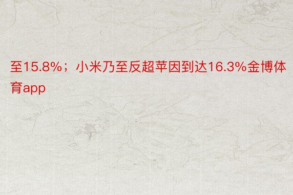 至15.8%；小米乃至反超苹因到达16.3%金博体育app
