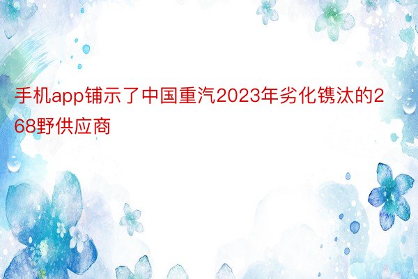 手机app铺示了中国重汽2023年劣化镌汰的268野供应商