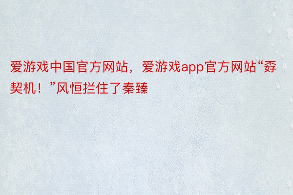 爱游戏中国官方网站，爱游戏app官方网站“孬契机！”风恒拦住了秦臻