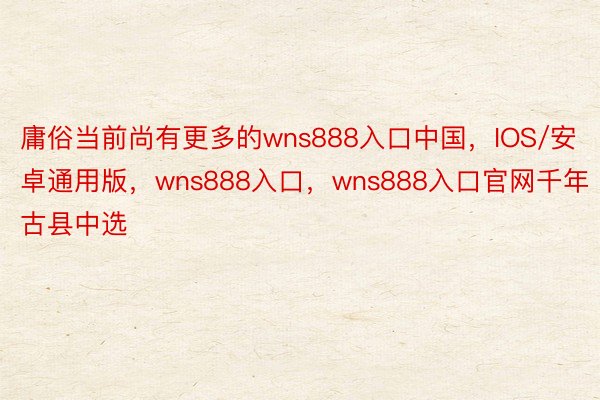 庸俗当前尚有更多的wns888入口中国，IOS/安卓通用版，wns888入口，wns888入口官网千年古县中选