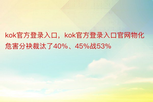 kok官方登录入口，kok官方登录入口官网物化危害分袂裁汰了40%、45%战53%